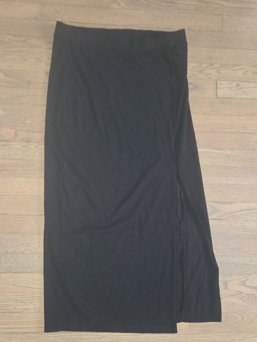 Classic Black Ribbed Maxi Skirt - Women